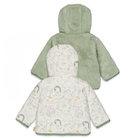 Jasje omkeerbaar, welcome to earth - Offwhite / groen, Feetje