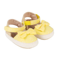 losan, baby meisje gele sandaaltjes schonetjes linnen kant strik