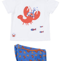 01V-8001AL losan, tweedelige set, korte broek en shirt krab kreeft