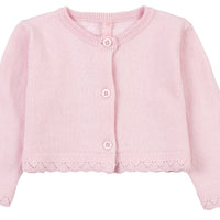 01W-5000AL losan, gebreid katoen knit roze, halflang vestje, bolero katoen roze baby meisje