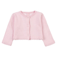 01W-5000AL losan, gebreid katoen knit roze, halflang vestje, bolero katoen roze baby meisje