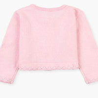 01W-5000AL losan, gebreid katoen knit roze, halflang vestje, bolero katoen roze baby meisje