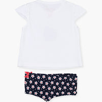 Tweedelige set, top en broek - bloem & lieveheersbeestje - Losan