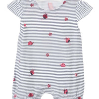 01W-P004AL korte romper body, playsuit, LOSAN gestreept met lieveheersbeestjes