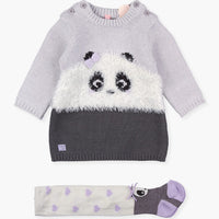 Jurkje brei / knit, panda met maillot - Losan