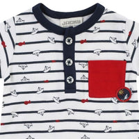 Jumpsuit romper kort, OCEAN CHILD - marine gestreept / rood, Jacky