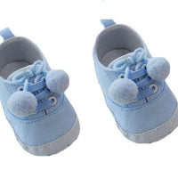 B2240 schoentjes slofjes soft touch blauw, pompon