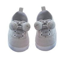 B2240 schoentjes slofjes soft touch grijs, pompon