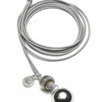 Zwangerschaps-ketting / Babybel - verzilverd, koord grijs met plain bal - Proud Mama