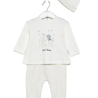BYB29010 babybol, katoen driedelige set vogel bird met muts