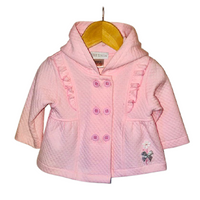 kris x kids, jasje, vest roze baby meisje, bloem katoen met capuchon