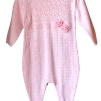 zip zap gebreid katoen boxpak bloem, roze MM2013