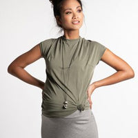 Zwangerschaps-ketting / Babybel - verzilverd, koord twist groen met plain bal - Proud Mama