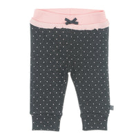 Broek lang AOP - dots, Antraciet melange / roze, Feetje