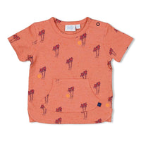 Feetje, shirt top kort, koraal met palm, here comes the fun 51700594