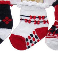 Set 3 paar Sokjes rood/zwart - strikjes