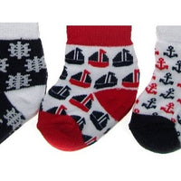 S68 soft touch 3 paar sokken set, zwart rood nautisch