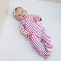 Boxpak met omslagvoet - Stripe, Roze melange - feetje