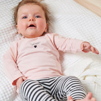 Broek lang - dots, Antraciet melange / gestreept roze, Feetje