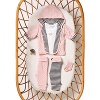Broek lang - dots, Antraciet melange / gestreept roze, Feetje