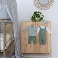 Shirt / Top lang, welcome to earth - groen / gestreept, feetje