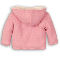 Minoti, baby gevoerd roze vest jasje, teddy baby meisje met capuchon en knopen, warme winterjas