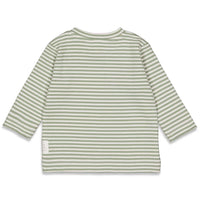 Shirt / Top lang, welcome to earth - groen / gestreept, feetje