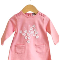 jurkje kris x kids, katoen roze, bloem 3d applique 2039A