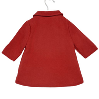 minoti, wollen rode engelse jas, satijn, dress up 2. baby meisje, rode warme luxe winterjas, gevoerd met capuchon