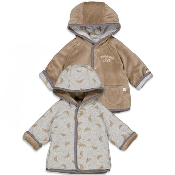 Jasje omkeerbaar, Little croissant - beige / grijs melange, Feetje