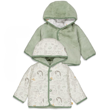 Jasje omkeerbaar, welcome to earth - Offwhite / groen, Feetje