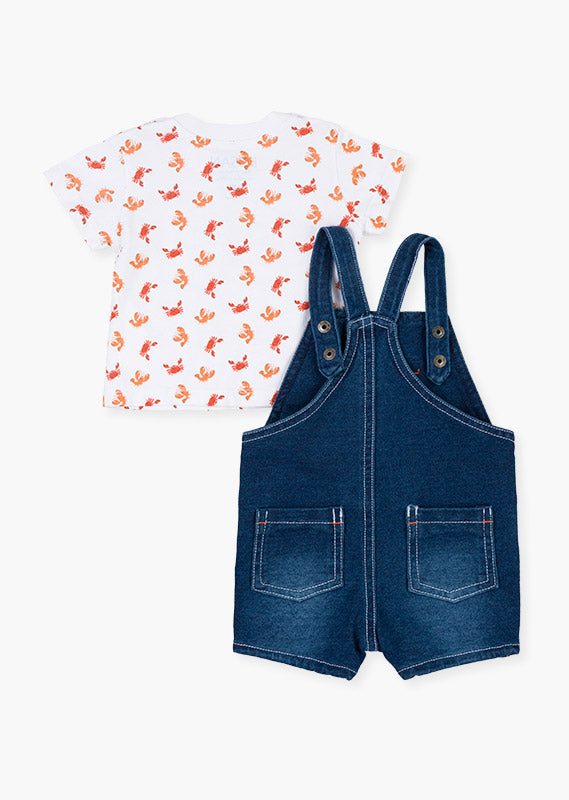 Tweedelige set, top en tuinbroekje, jeans - Losan