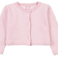 01W-5000AL losan, gebreid katoen knit roze, halflang vestje, bolero