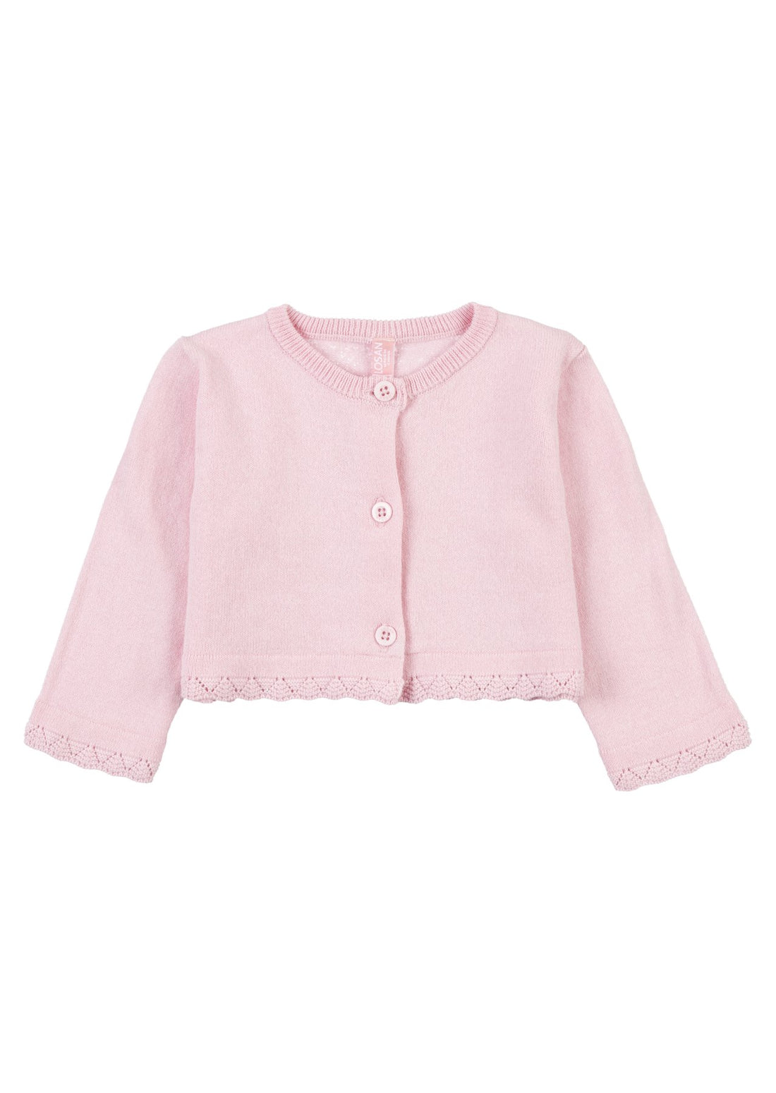 01W-5000AL losan, gebreid katoen knit roze, halflang vestje