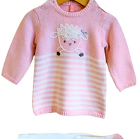 02W-8015AL losan, tweedelige set roze, brei knit schaap