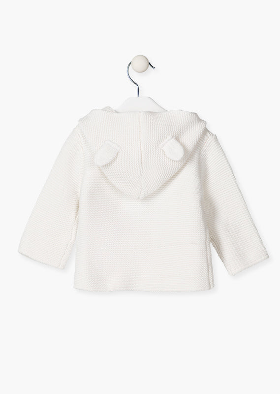 Vest, brei / knit - wit capuchon - Losan
