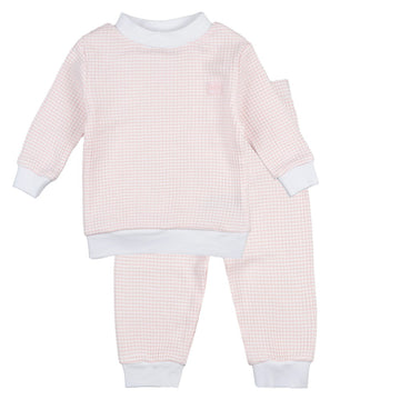 baby, pj, pyjama, huispak wafel roze, zalm , meisje Feetje