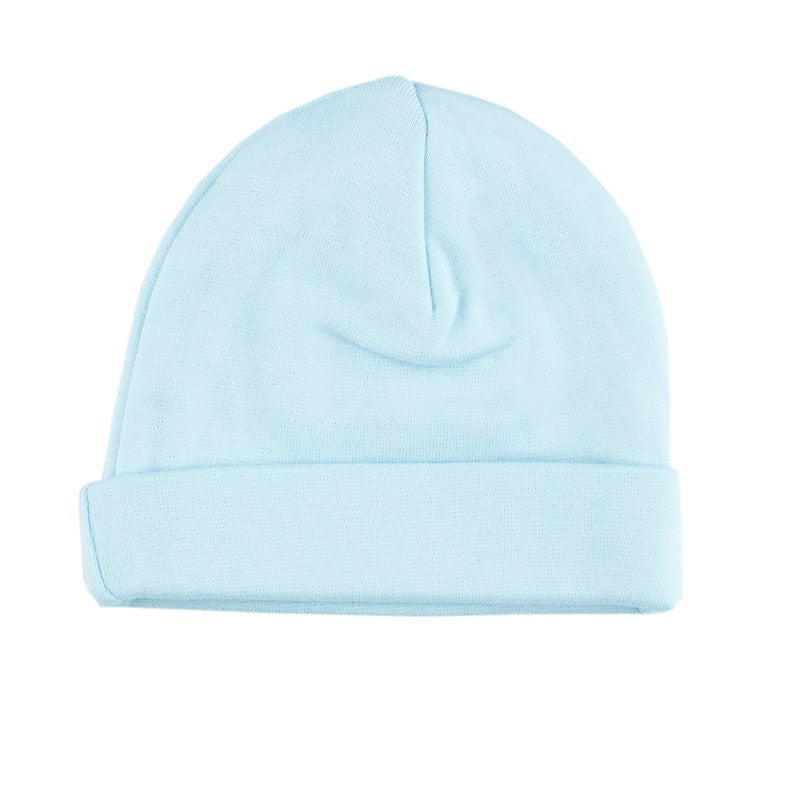 baby mutsje blauw interlock feetje