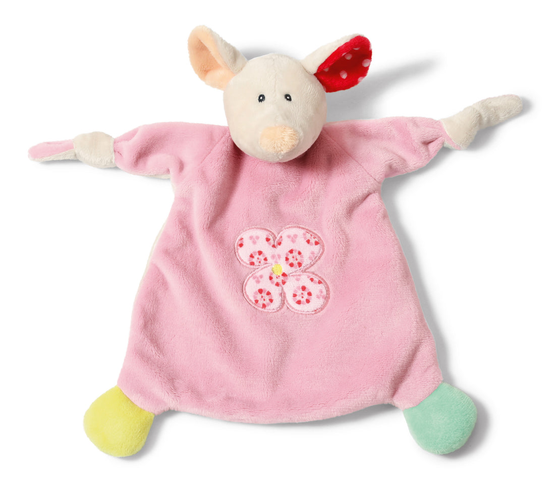 39248 nici, doudou, tutdoek, knuffeldoek, multikleur, roze, muis