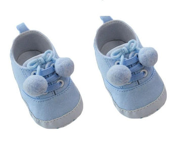 B2240 schoentjes slofjes soft touch blauw, pompon