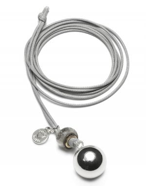 Zwangerschaps-ketting / Babybel - verzilverd, koord grijs met plain bal - Proud Mama