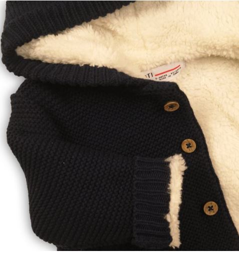 Gevoerd vest / jasje, donkerblauw met capuchon - Minoti