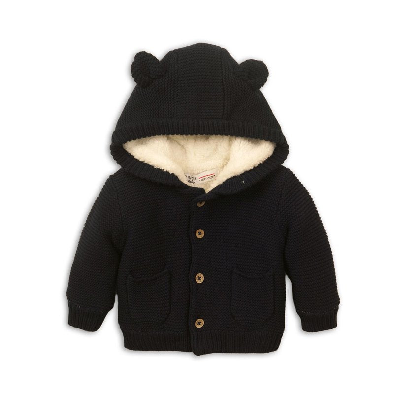 minoti, gebreid gevoerd baby vest, donkerblauw, forest 4