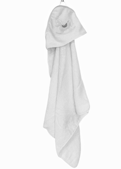 soft touch HT21W, baby badcape wit, hobbelpaard