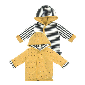 feetje omkeerbaar jasje met capuchon geel okergeel baby
