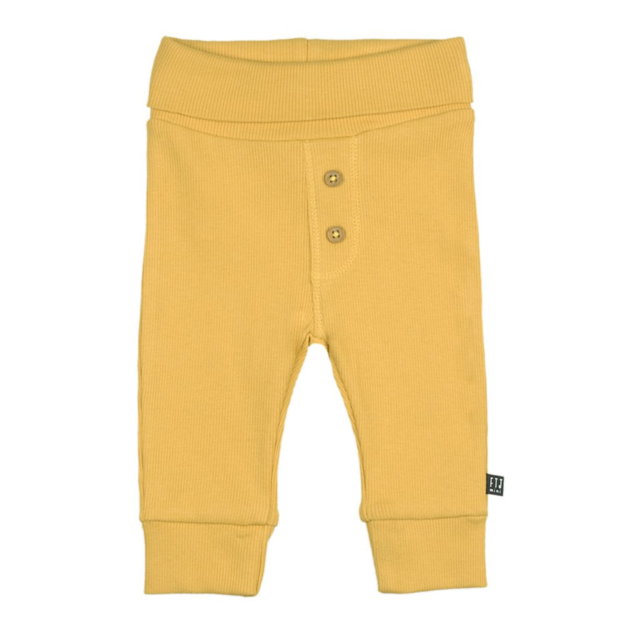 baby broek lang geel okergeel, stars, feetje