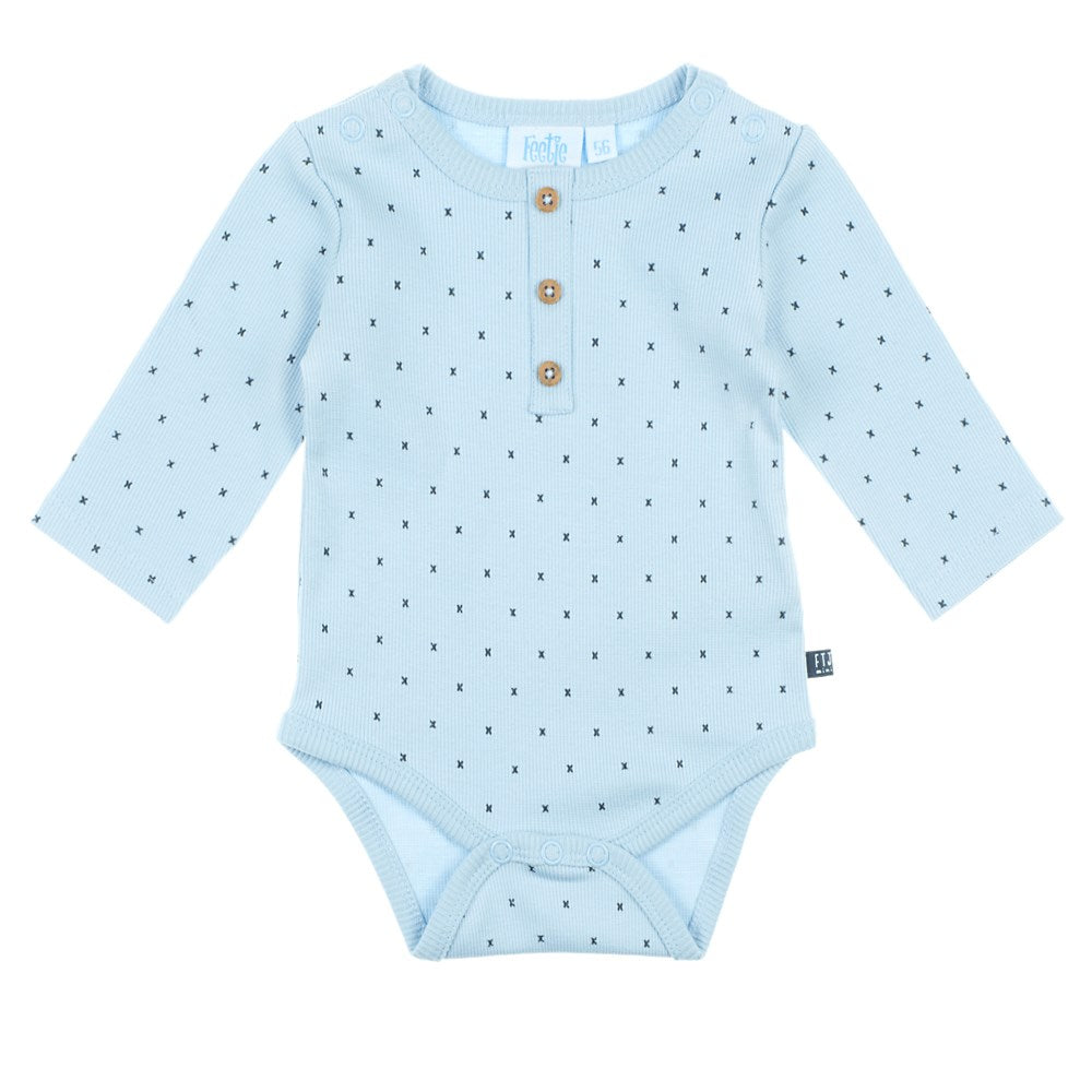 baby romper body, blauw jongen, Feetje