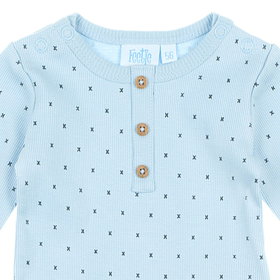 ROMPER / BODY LANG - mini person, blauw, FEETJE