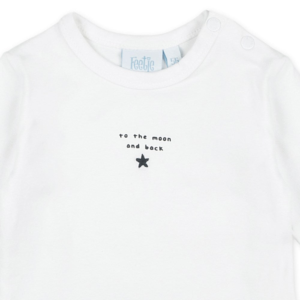Shirt / Top lang, to the moon - mini person, wit - feetje