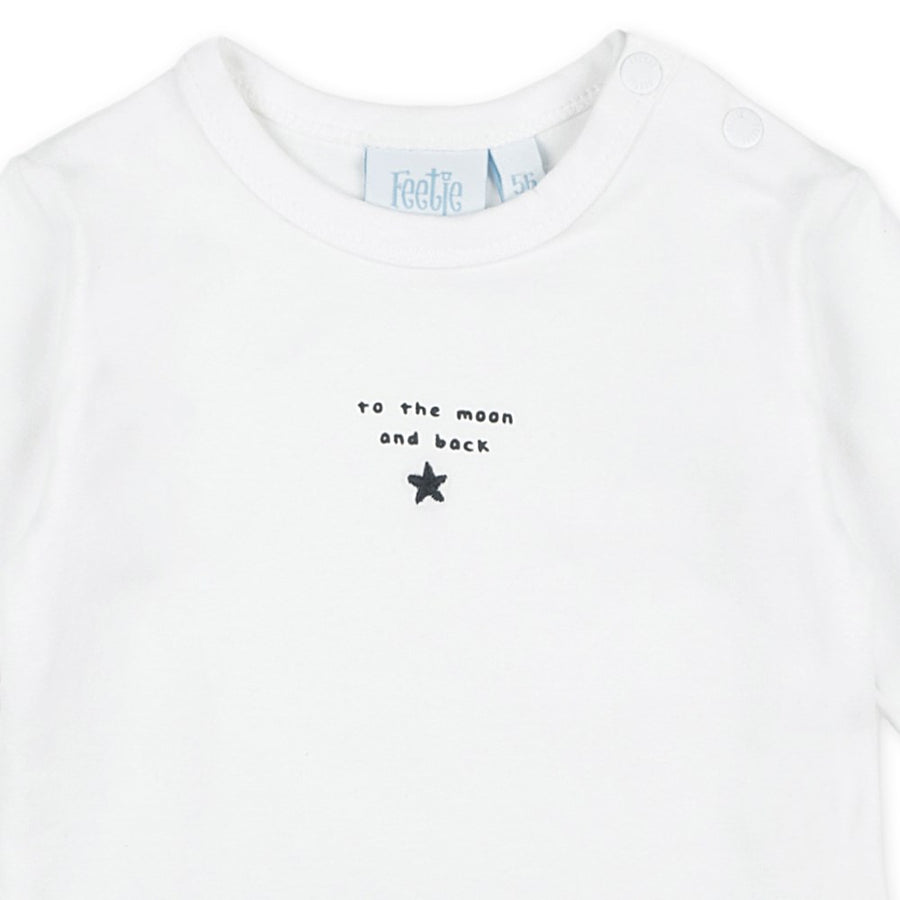 Shirt / Top lang, to the moon - mini person, wit - feetje